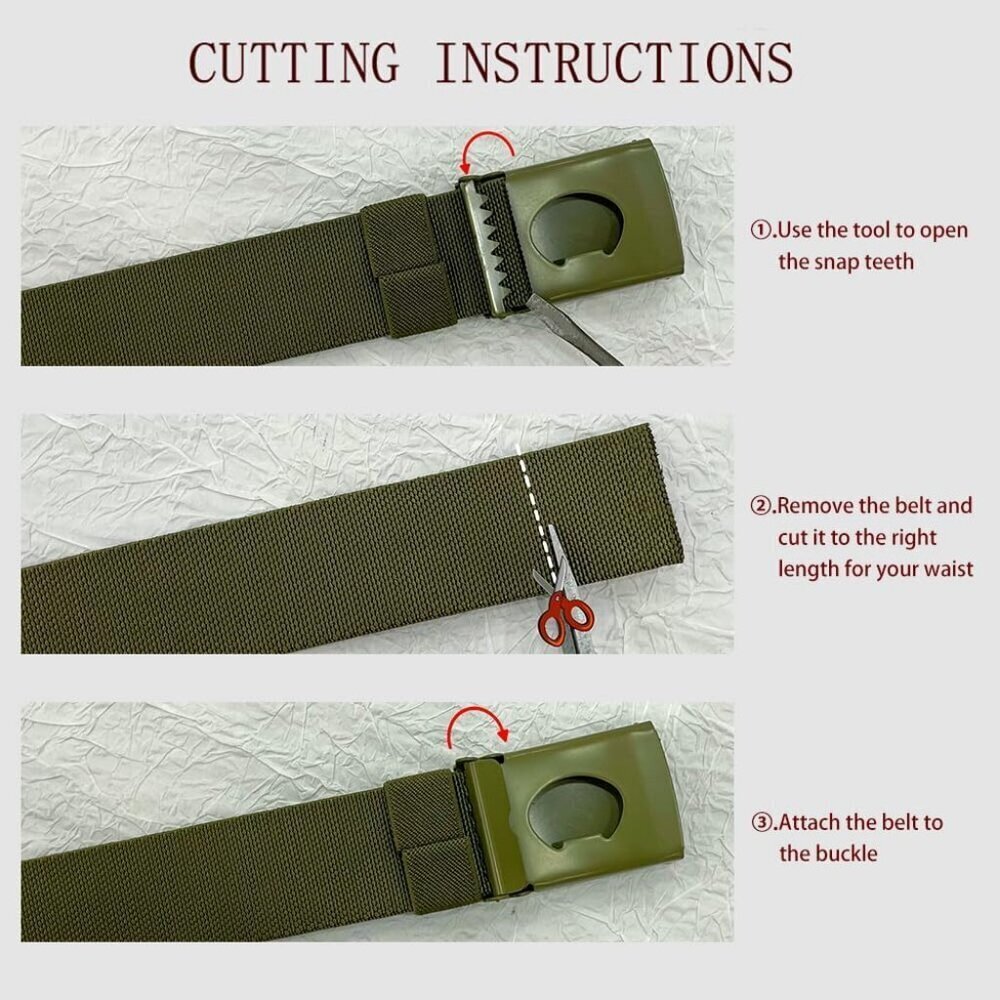Women's 2 Canvas Black And Green Adjustable Elastic Web Belt Top Military Buckle - Picture 6 of 6